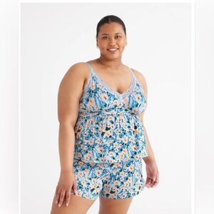Knix Floral Pajama Set in Bouquet Blue size XXL